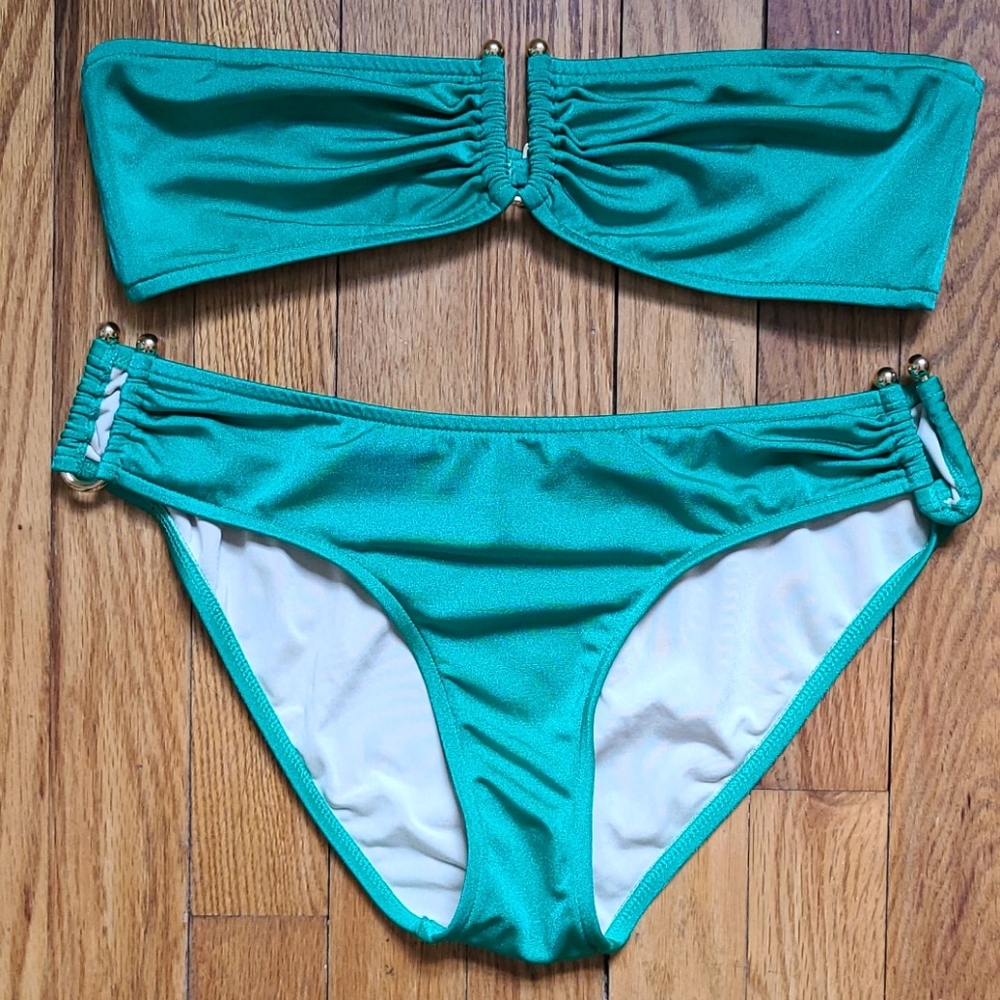 Milly Cabana kelly green ring bandeau bikini